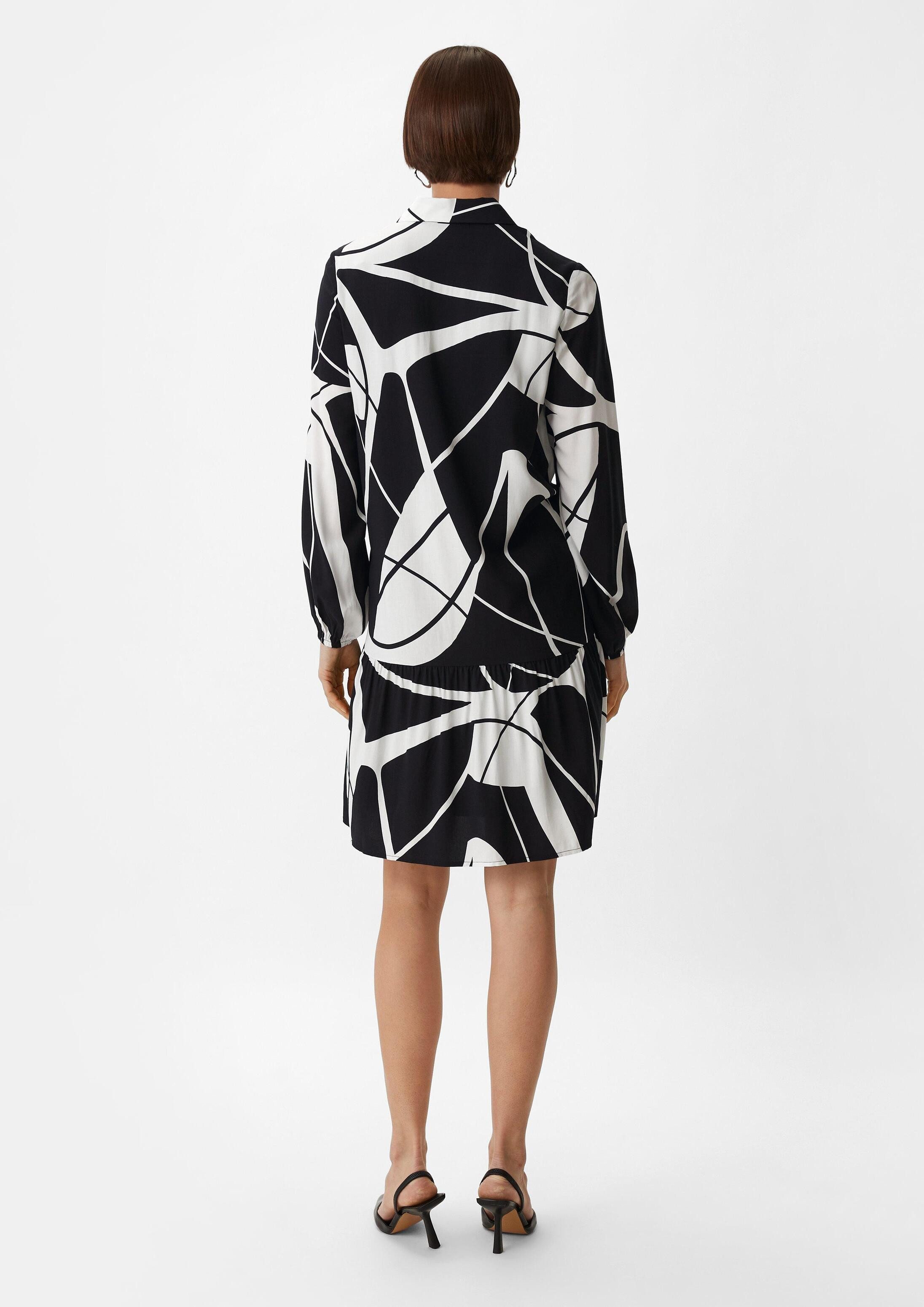 comma Minikleid Kleid Kleid aus Viskose mit All-over-Print
