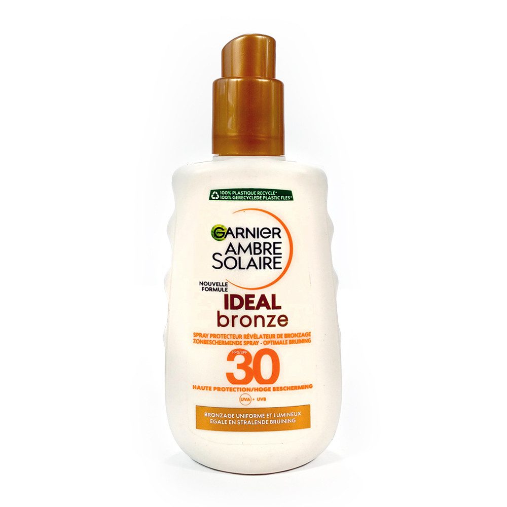 GARNIER Sonnenschutzspray Ambre Solaire Ideal Bronze LSF 30 Pumpspray (200 ml), mit Melanin-Aktivator für intensive Bräune