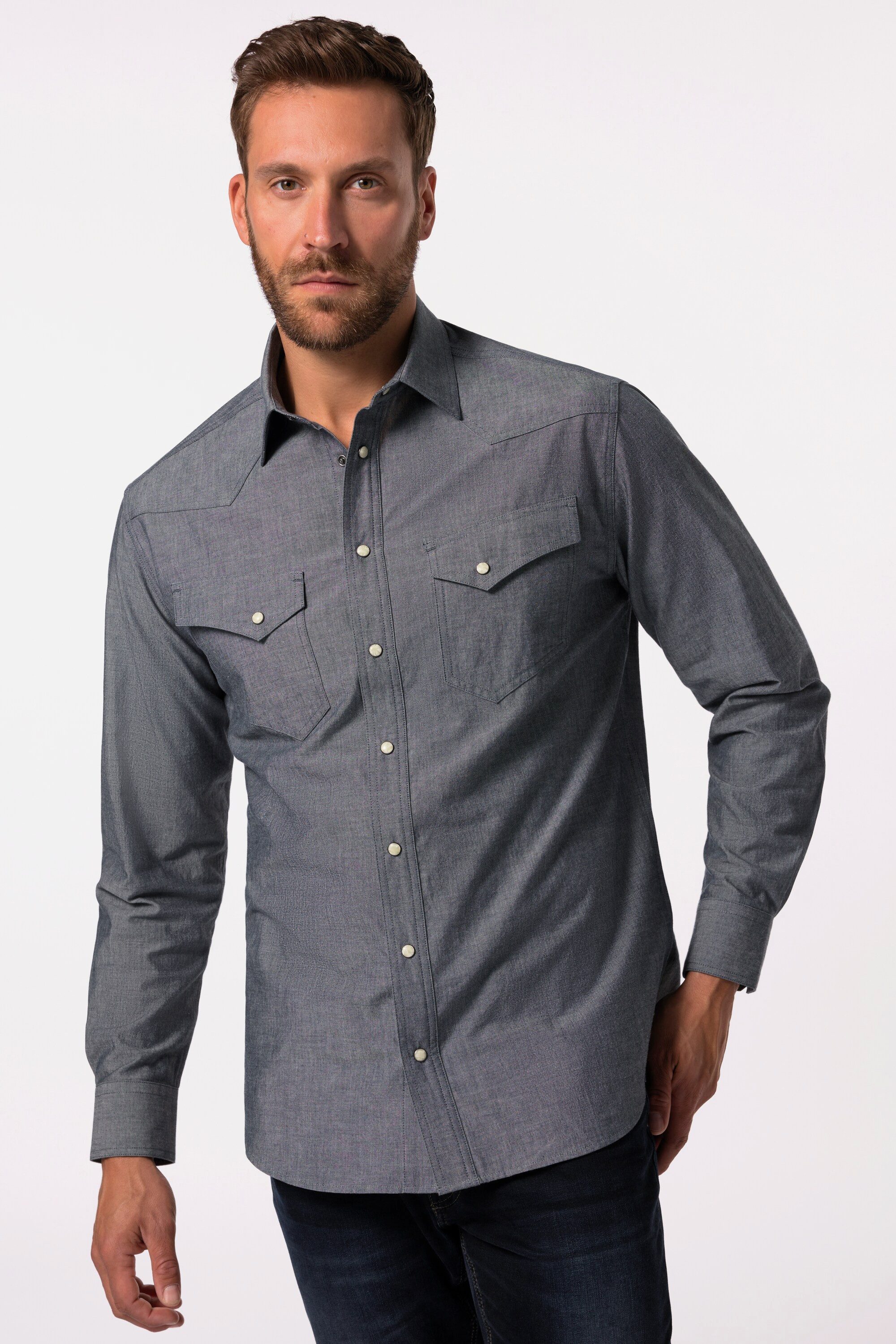 Businesshemd Hemd Langarm Cowboy Kentkragen Modern Fit