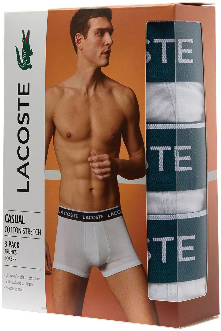 eng 3-St., aus Trunk Boxershorts (Packung, Lacoste Premium 3er-Pack) Lacoste weiß atmungsaktivem Material Herren