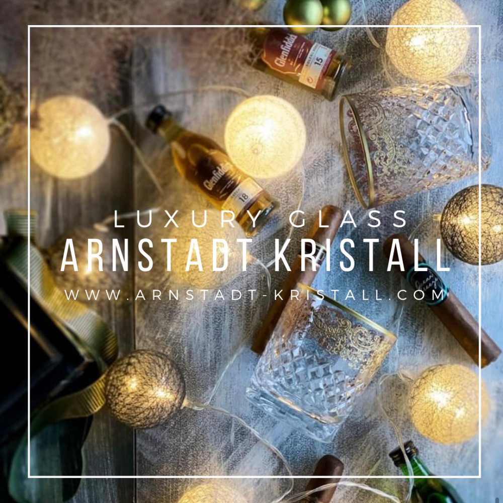 ARNSTADT KRISTALL Whiskyglas Arabeske Gold (9 cm) - Kristallglas mundgeblasen · handgeschliffen · H, 1-tlg.
