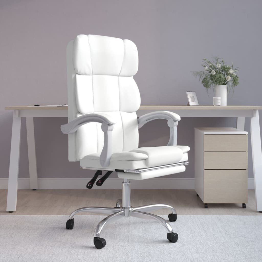 furnicato Bürostuhl mit Liegefunktion Weiß Kunstleder (1 St)