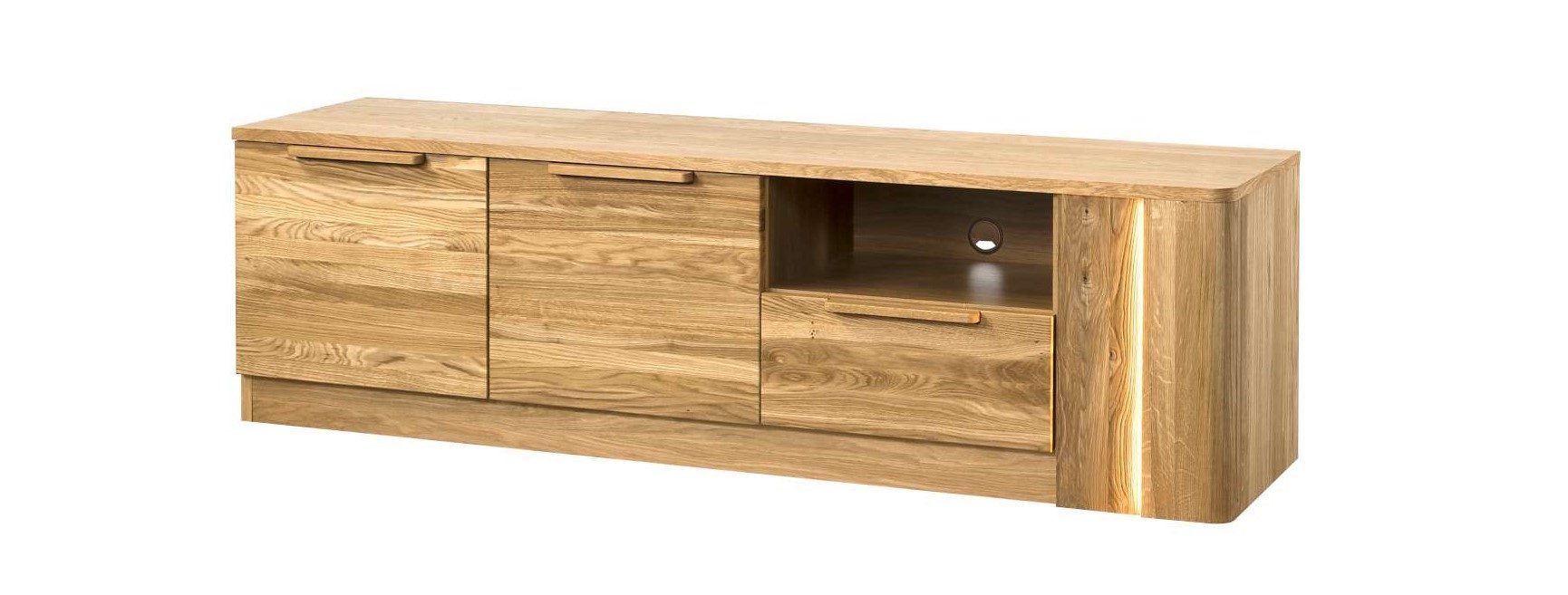 99rooms Lowboard Pfronten (TV-Kommode, TV-Schrank), Modern Design, mit LED-Beleuchtung, Soft-Close, aus Massivholz