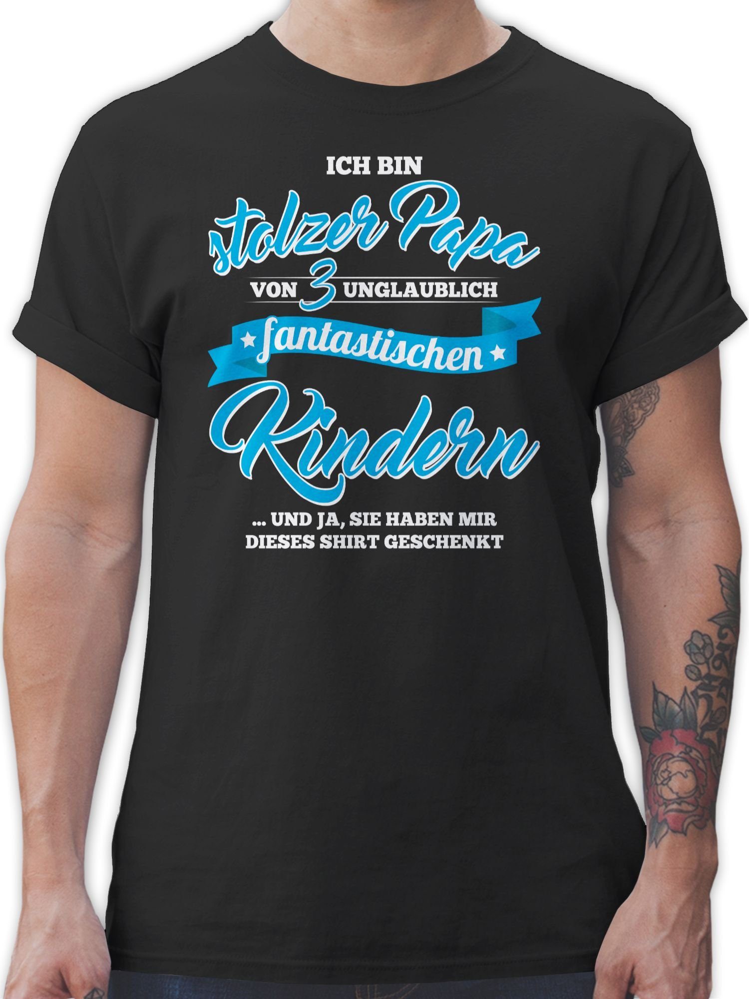 T-Shirt Stolzer Papa 3 Fantastische Kinder