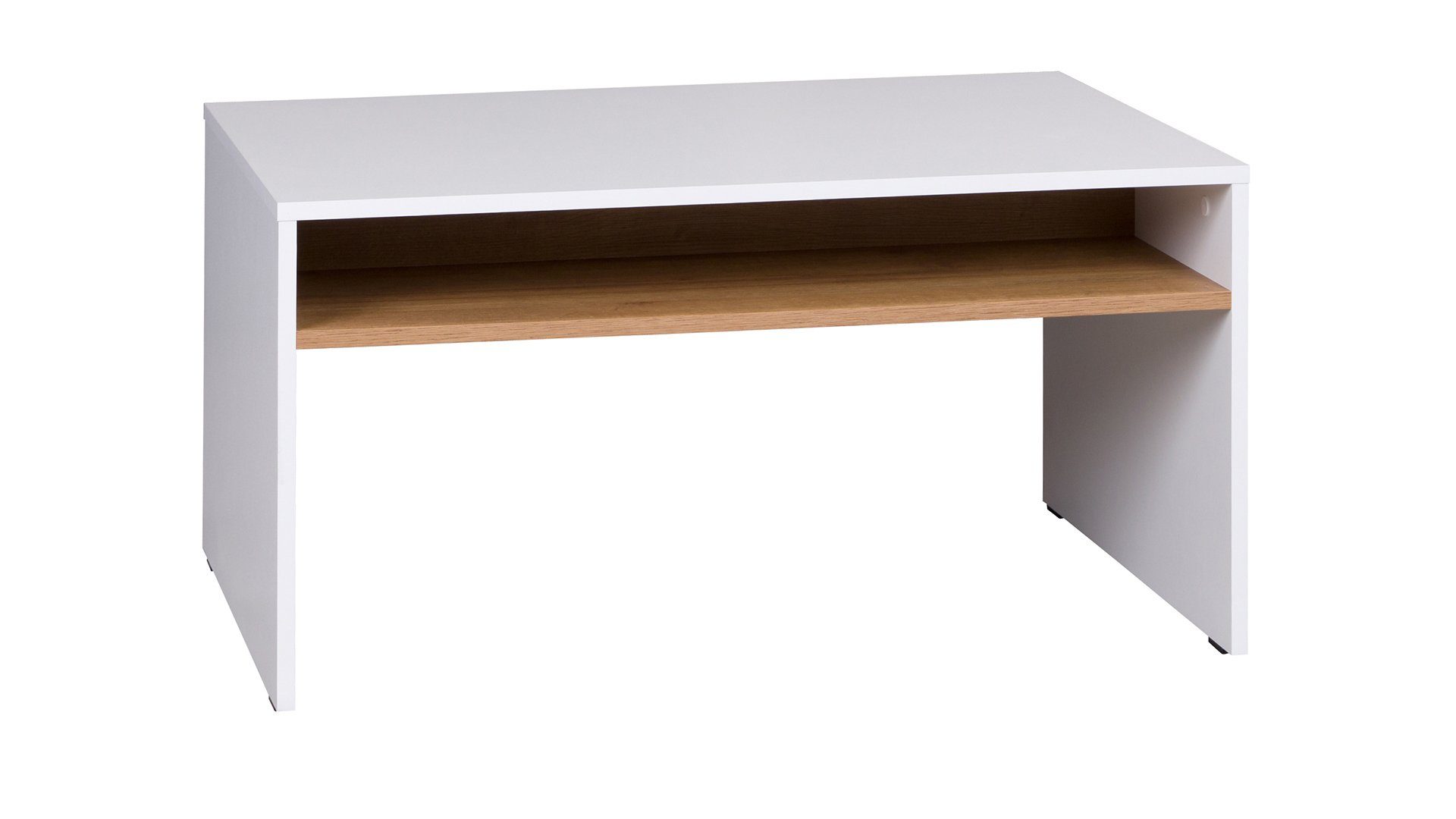 Stylefy Couchtisch Senza (Wohzimmertisch, Beistelltisch), aus Holzwerkstoff, Stauraum unter Tischplatte, mit Fach, Modern Design Weiß Matt - Wotan Eiche