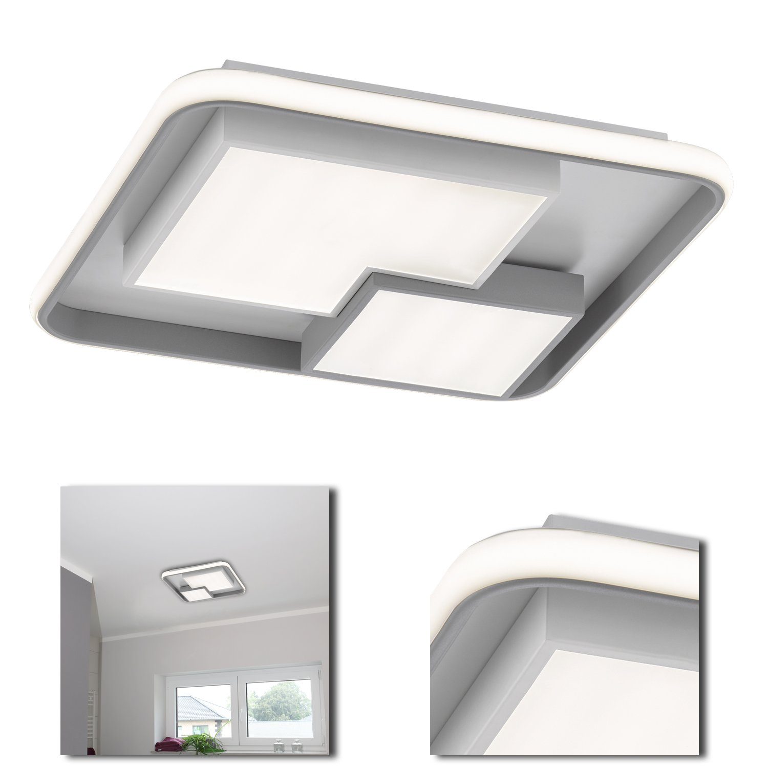 Home4Living LED Deckenleuchte Deckenlampe 3 Flg Wohnzimmerlampe modern dimmbar 40,5W, inkl. Leuchtmittel, Dekorativ