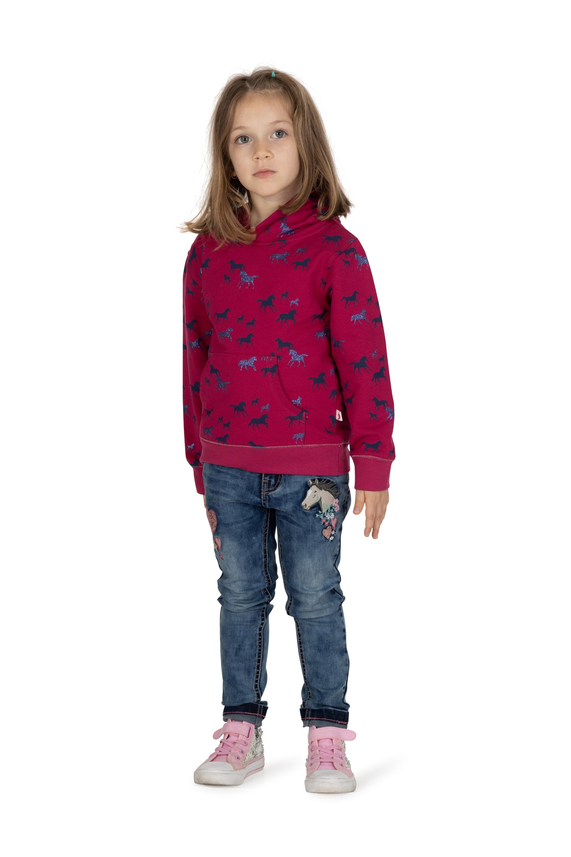 SALT AND PEPPER Kapuzensweatshirt AOP glitter Horse mit kuscheliger Innenseite