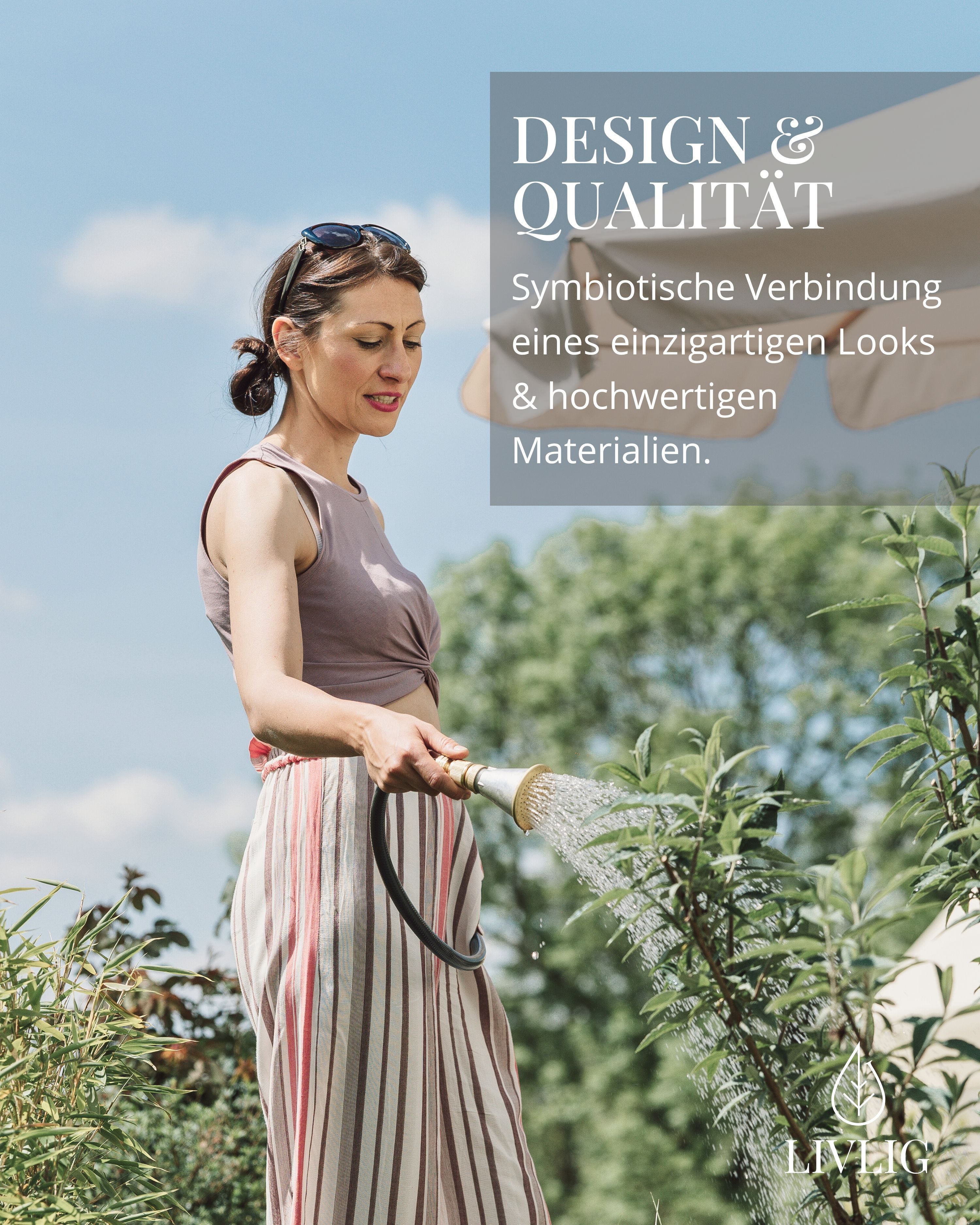 LIVLIG Gartenschlauch 1/2 Zoll, Schöner Gartenschlauch, Wasserschlauch 1/2 Zoll, Anthrazit, Made in Europa, Aus 60% recyceltem PVC