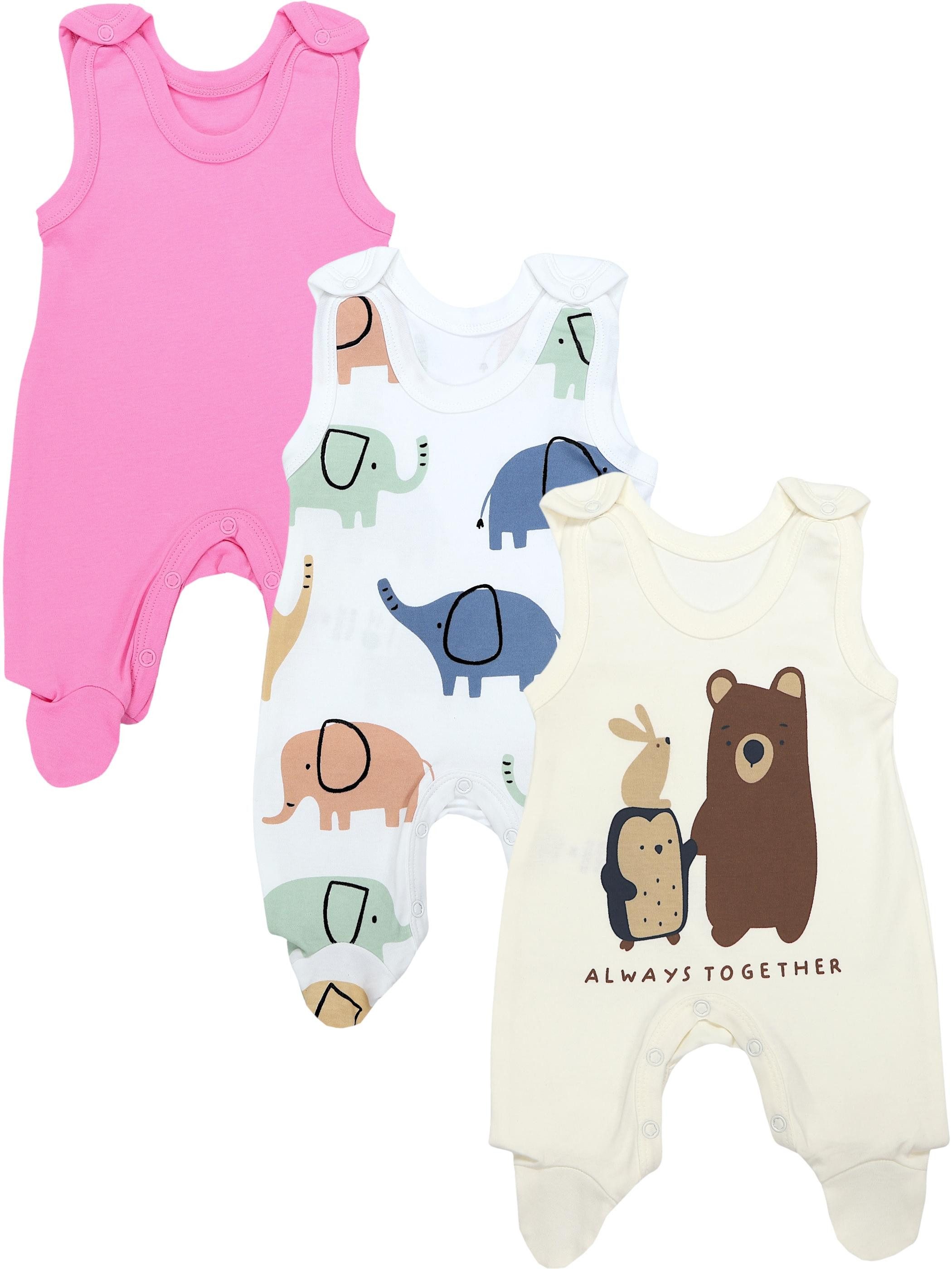 TupTam Strampler TupTam Baby Mädchen Strampler mit Fuß 3er Pack