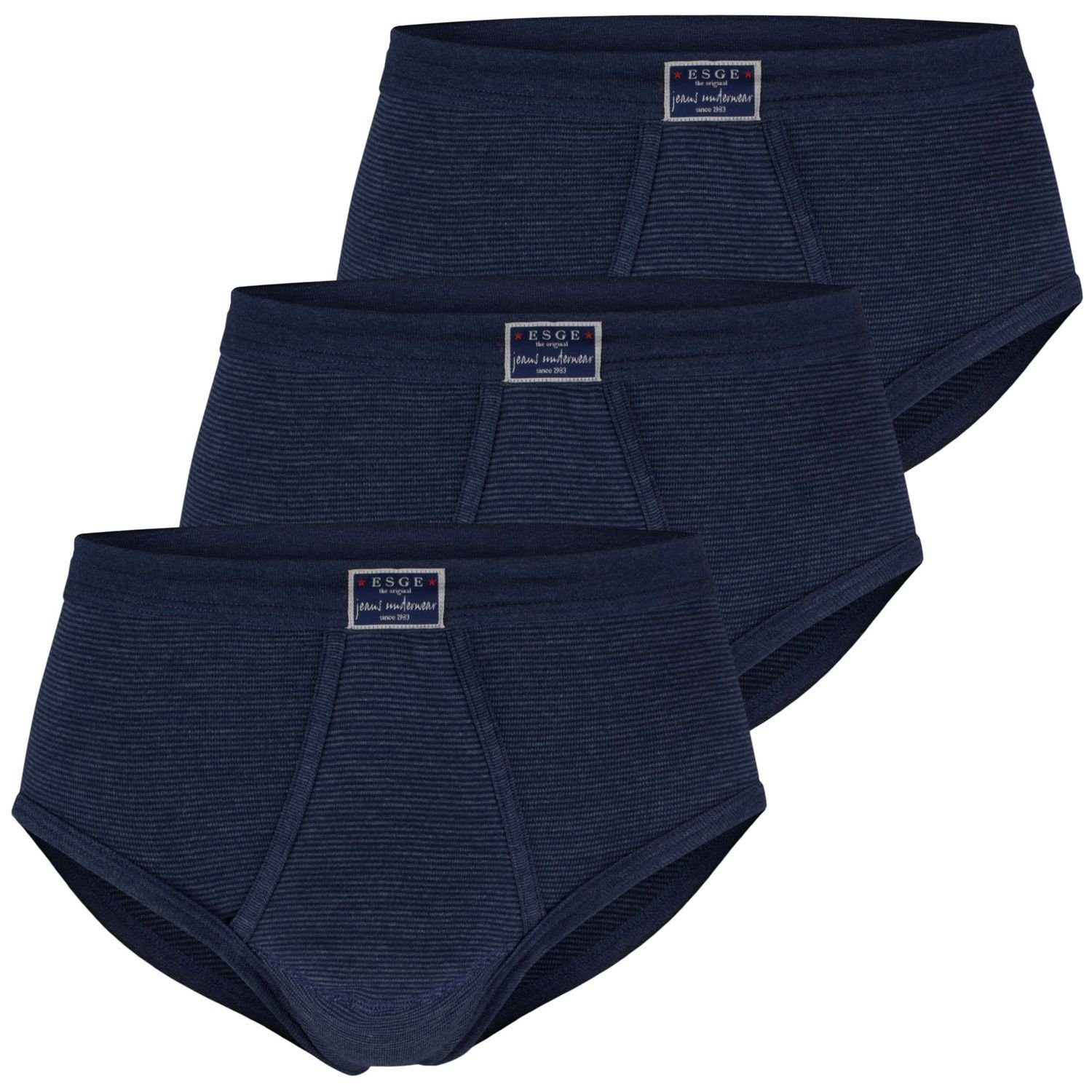 ESGE - Die Wäsche-Macher Slip (3-St) mit Eingriff, Jeans Ringel, Feinripp günstig online kaufen