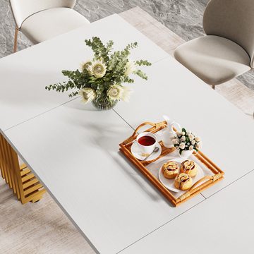 Tribesigns Esstisch 180 x 80cm Esszimmertisch mit Gold Metallbeinen, Esszimmer-Küchentisch