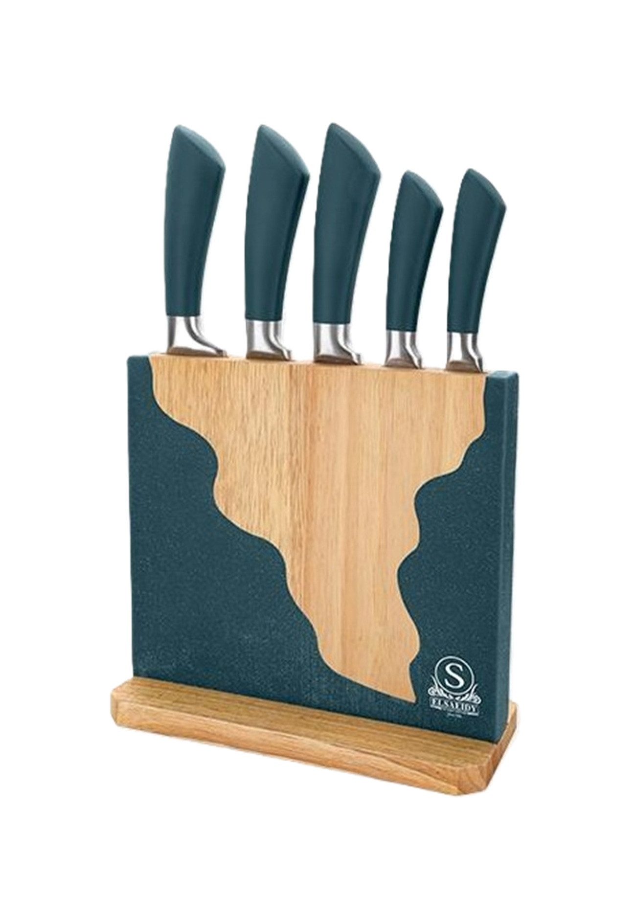 Cheffinger Messer-Set (6-tlg), 6-teilig, mit Messerblock, Küchenmesser mit ergonomischen Griffen