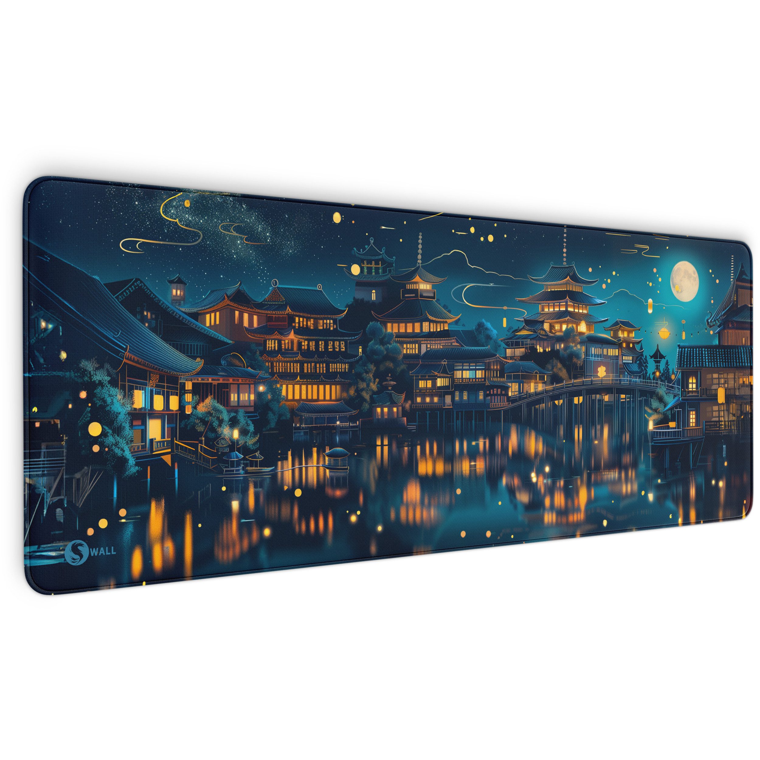Sunnywall Gaming Mauspad Premium XXL - 4 mm Dicke inkl. Wallpaper (Mauspad: Chinese Temple), Ultra-Glatte Oberfläche, vernähte Ränder, rutschfest, langlebig