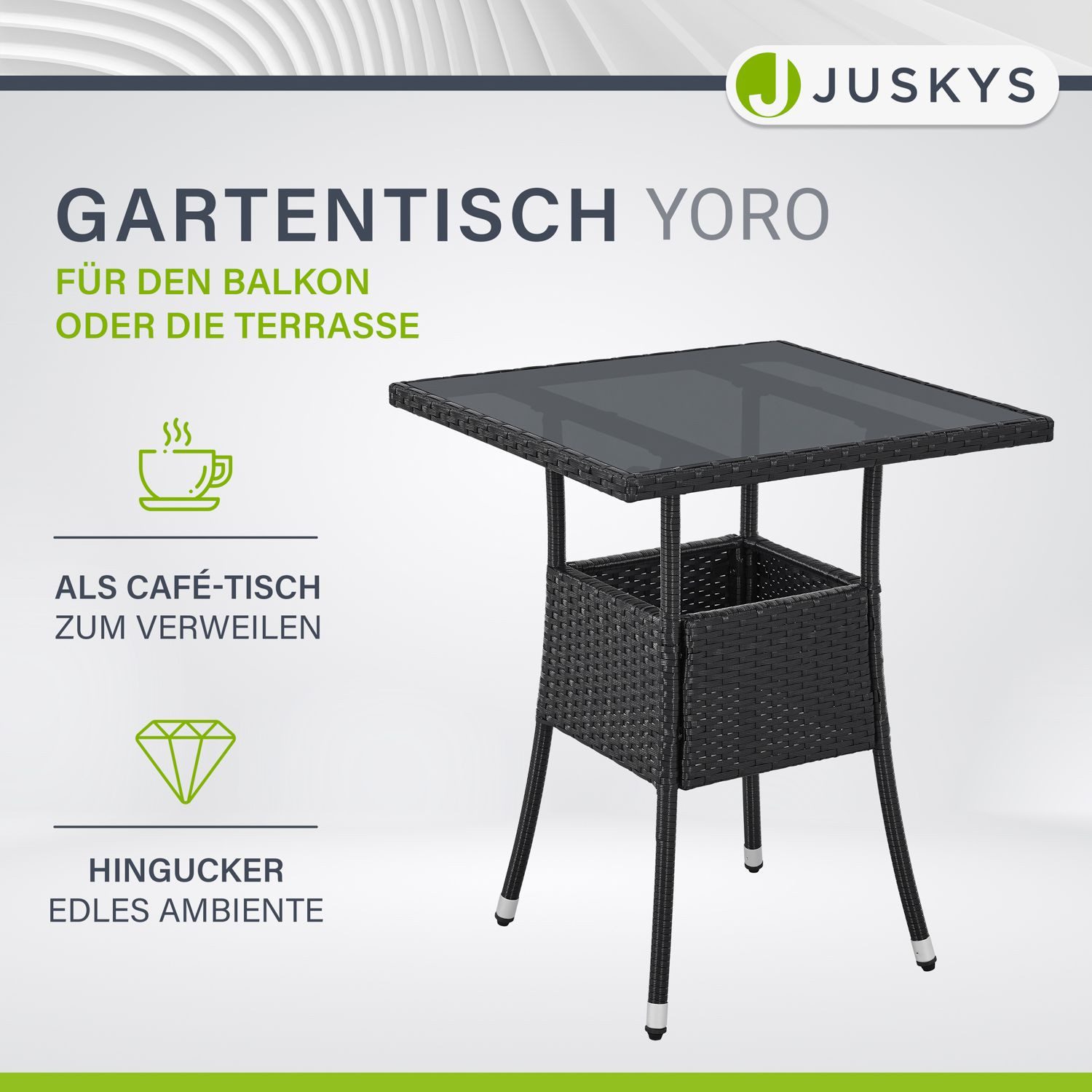 Juskys Gartentisch Yoro, eckig, aus Polyrattan, wetterfest & langlebig, pfl günstig online kaufen