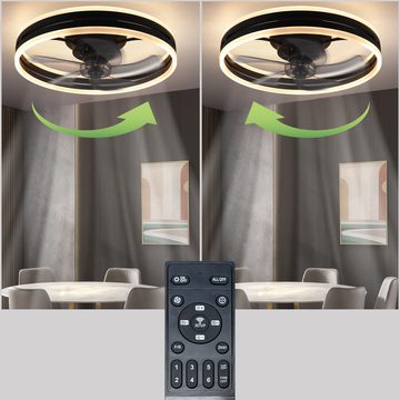 Nettlife Deckenventilator mit Licht und Fernbedienung Leise +Timer 50 CM Dimmbar 33W, Wohnzimme Schlafzimmer Kinderzimmer Arbeitszimmer Flur