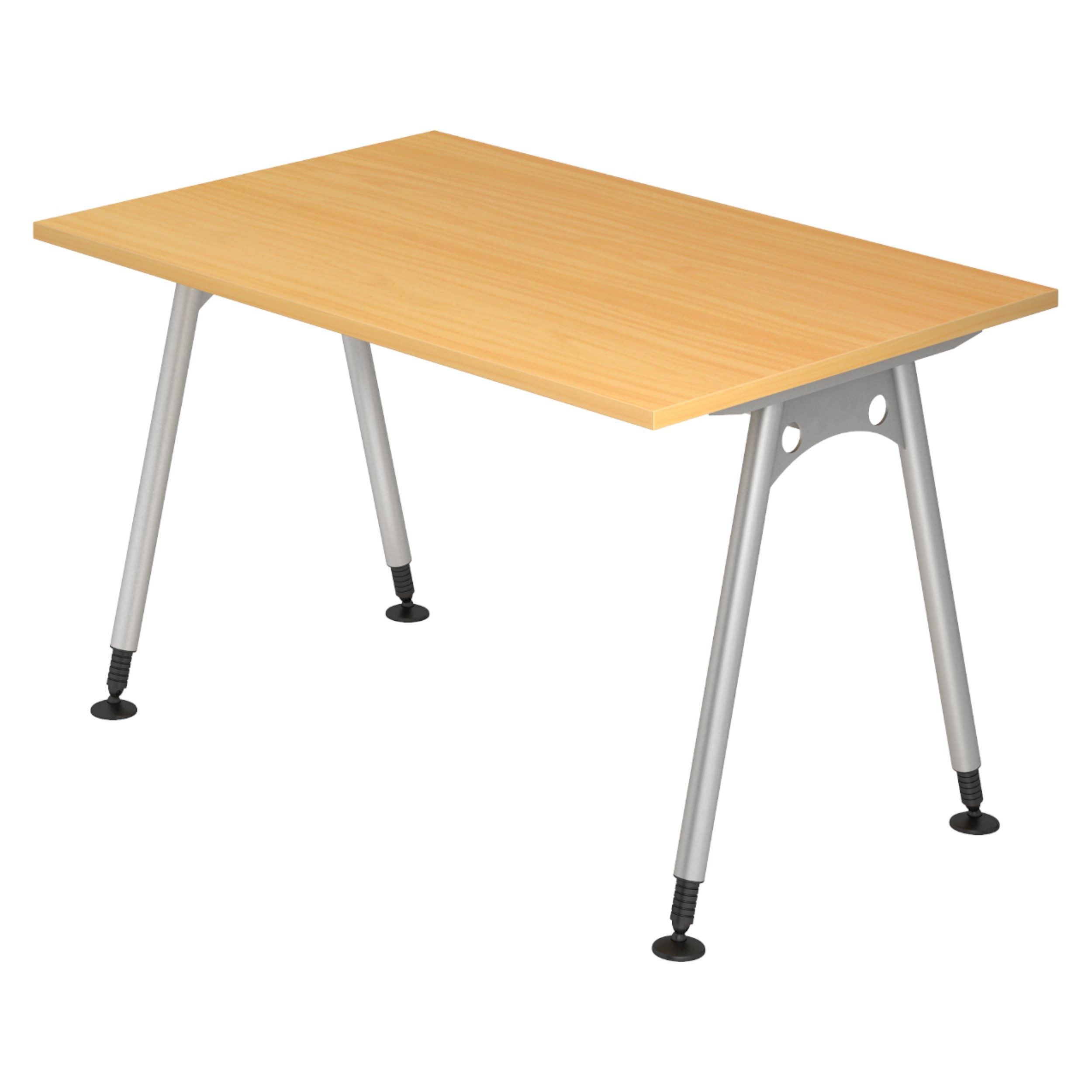 bümö Schreibtisch Serie-A höhenverstellbar, Rechteck: 120 x 80 cm - Dekor: Buche