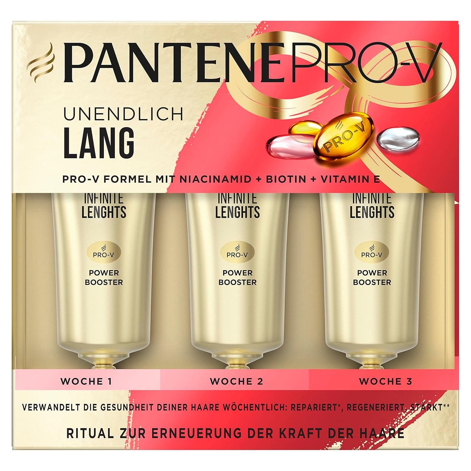 Pantene Haarspülung Pantene Pro-V Power Booster Haarpflege Ampullen Unendlich Lang 3 x 15