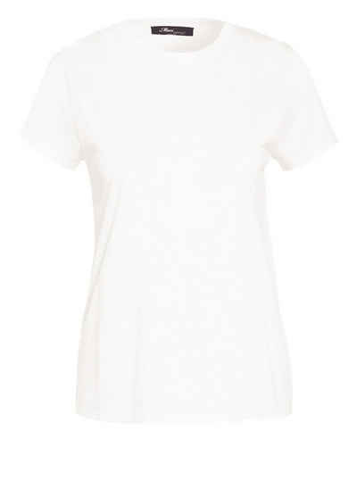 Mavi Kurzarmshirt Lux Satin Touch Antique White Jersey mit Modalanteil