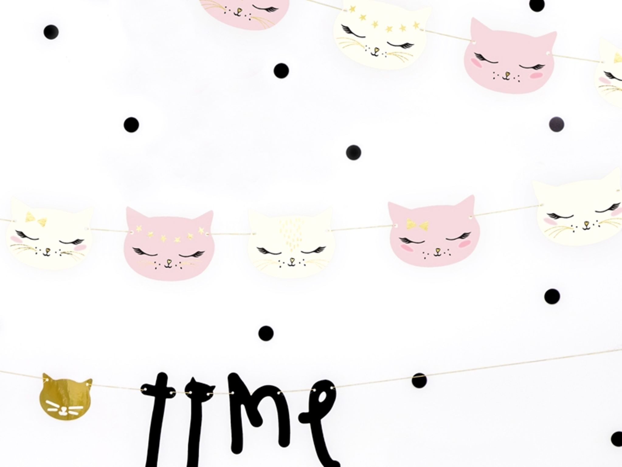Festivalartikel Girlande Geburtstagsbanner Katzen Gesichter Girlande 140cm - Deko Kinder Party