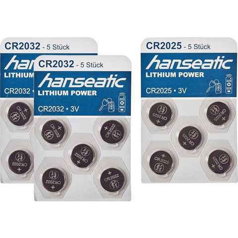 Hanseatic 15 Stück Batterie Mix Set Batterie, (15 St), 10x CR 2032 + 5x CR 2025