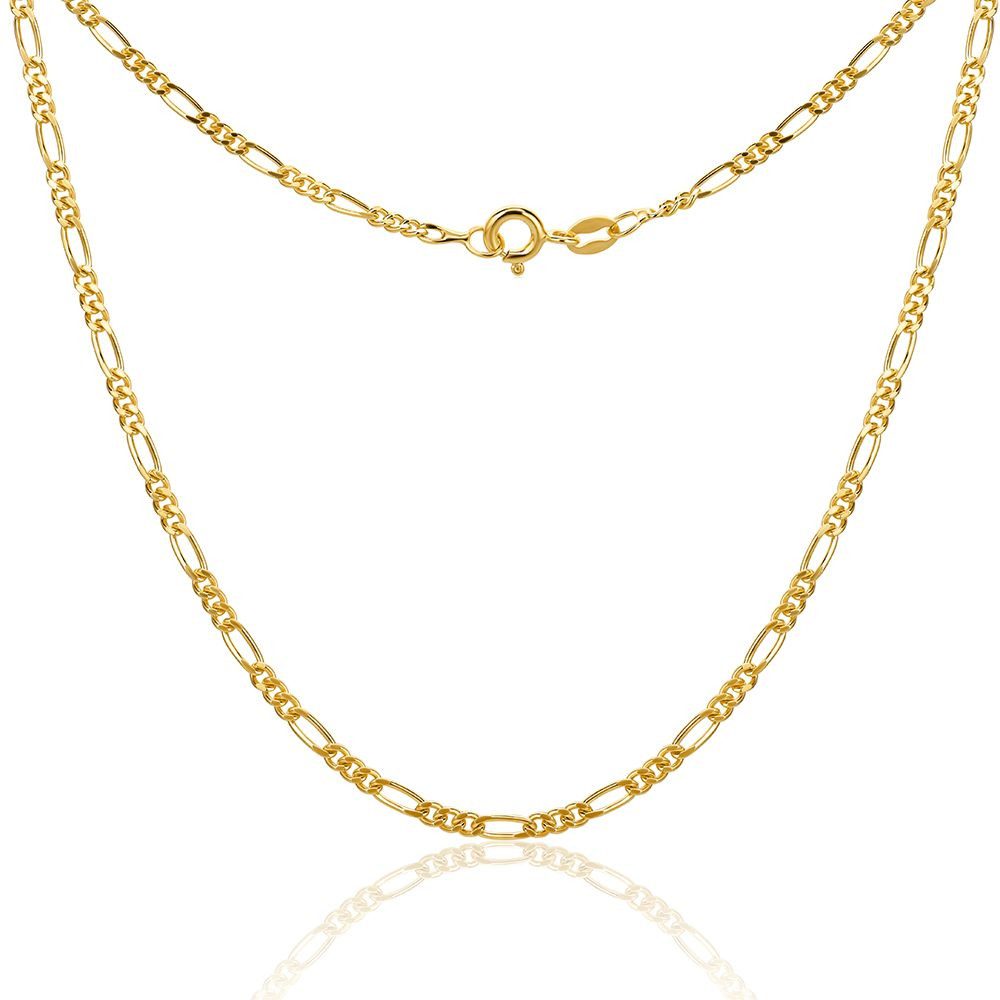 Miore Gliederkette SIL029C - 18 kt vergoldete Silberkette 46 cm - 925 Sterling Silber, Figaro Halskette mit 2,2mm Dicke - Made in Italy