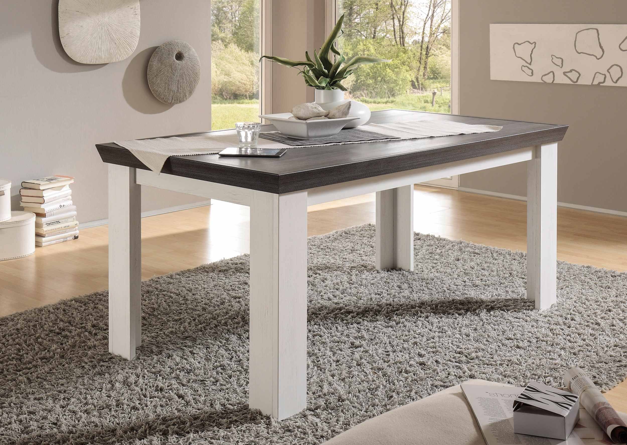 Stylefy Esstisch Penelopa Pinie Weiß, Wenge (Esstisch, Tisch), 90x160 cm, viel Stauraum, rechteckig, variabel stellbar, Landhausstil