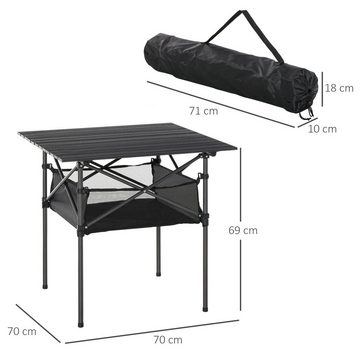 Outsunny Campingtisch Klapptisch mit Netztasche (Falttisch, 1-St., Gartentisch), für Garten, Balkon, Kohlegrau