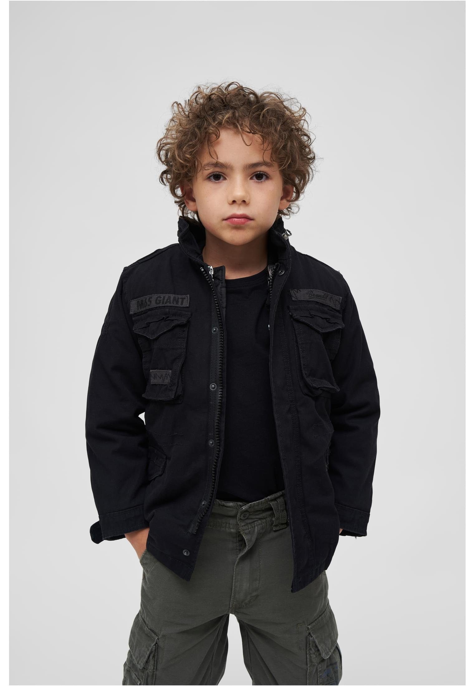 [Beliebtes Qualitätsprodukt!] Brandit Parka (1-St) Jacket Kids Herren black Giant M65