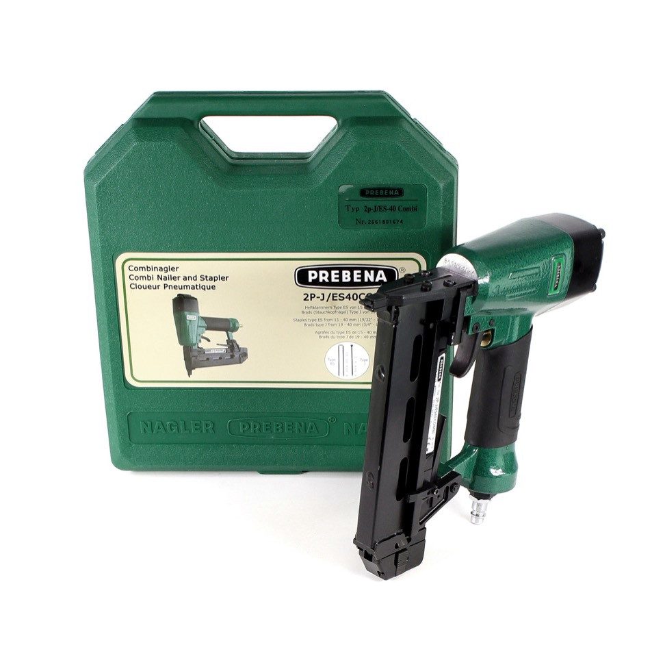 Prebena Druckluft-Nagler Druckluftnagler 2P-J/ES 40 COMBI 5 bis 7 Bar - im Transportkoffer