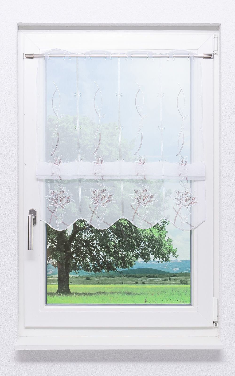 Plauener Spitze® Panneaux Kelchblüten (1 St), transparent, HxB 95x48cm günstig online kaufen