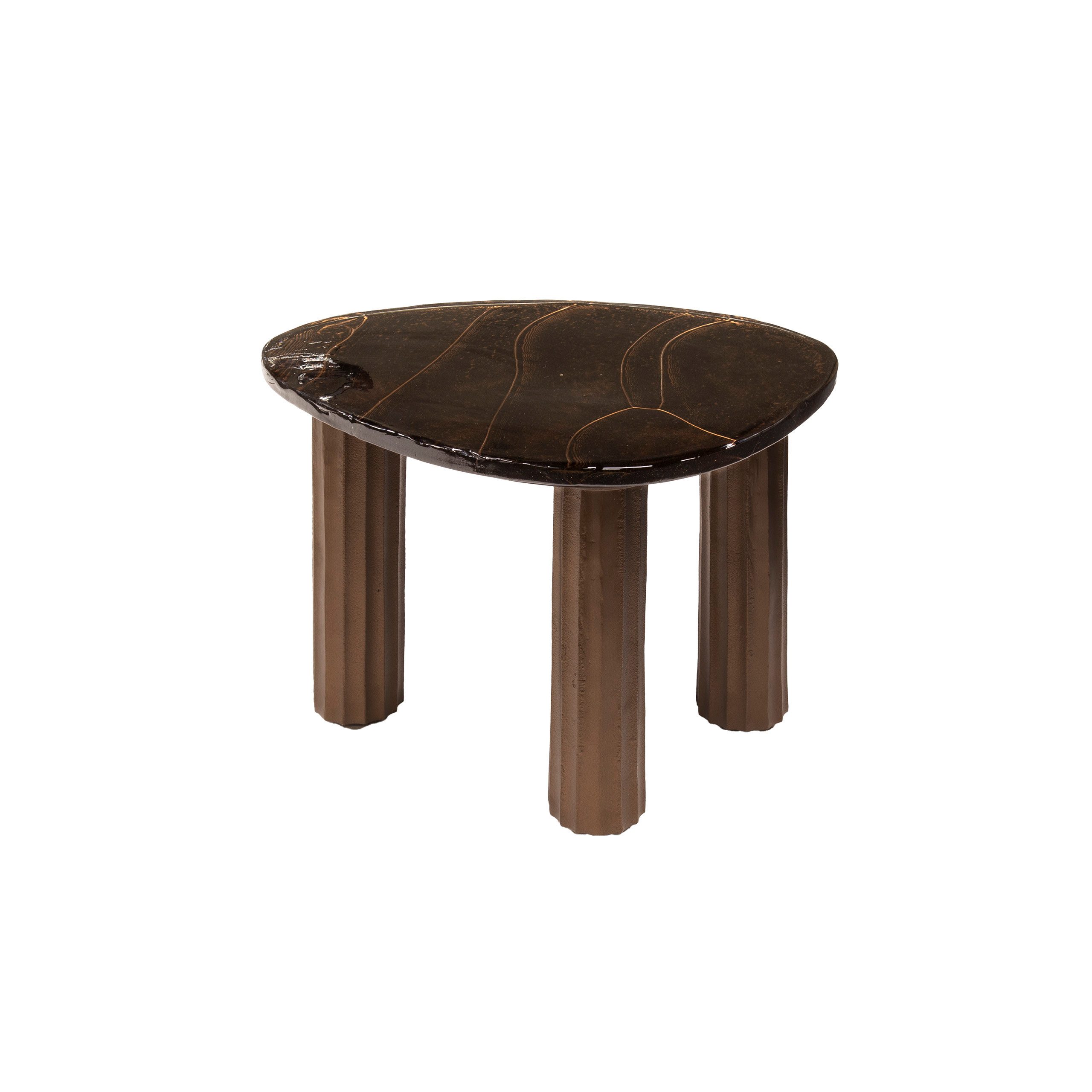 Villa Möbel Couchtisch Eclipse (1 Tisch, 2-St), Kleiner Couchtisch aus Glas und Metall Antikkupfer