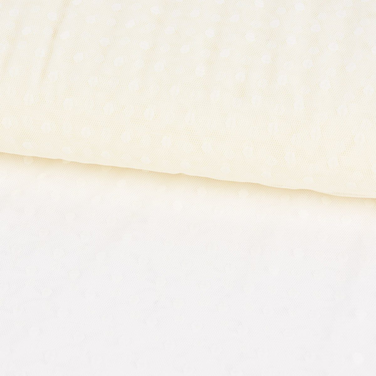 SCHÖNER LEBEN. Stoff Tüllstoff Meterware weich Brauttüll Punkte creme 1,60m