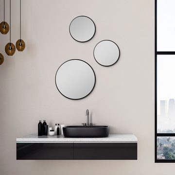 Talos Badspiegel Picasso schwarz Ø 25 cm, hochwertiger Aluminiumrahmen