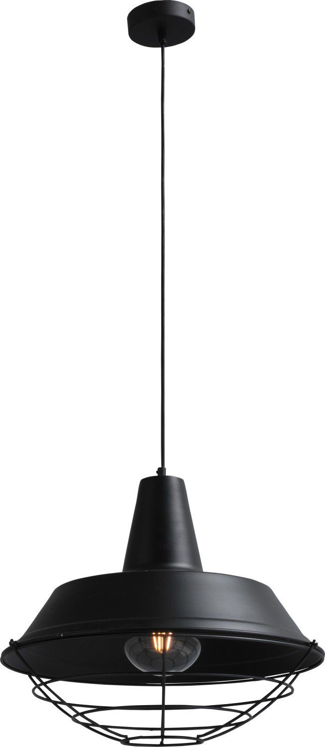 Licht-Erlebnisse Pendelleuchte PRATO, ohne Leuchtmittel, Hängelampe Metall Schwarz E27 Ø 45 cm Industrie Design Hängeleuchte