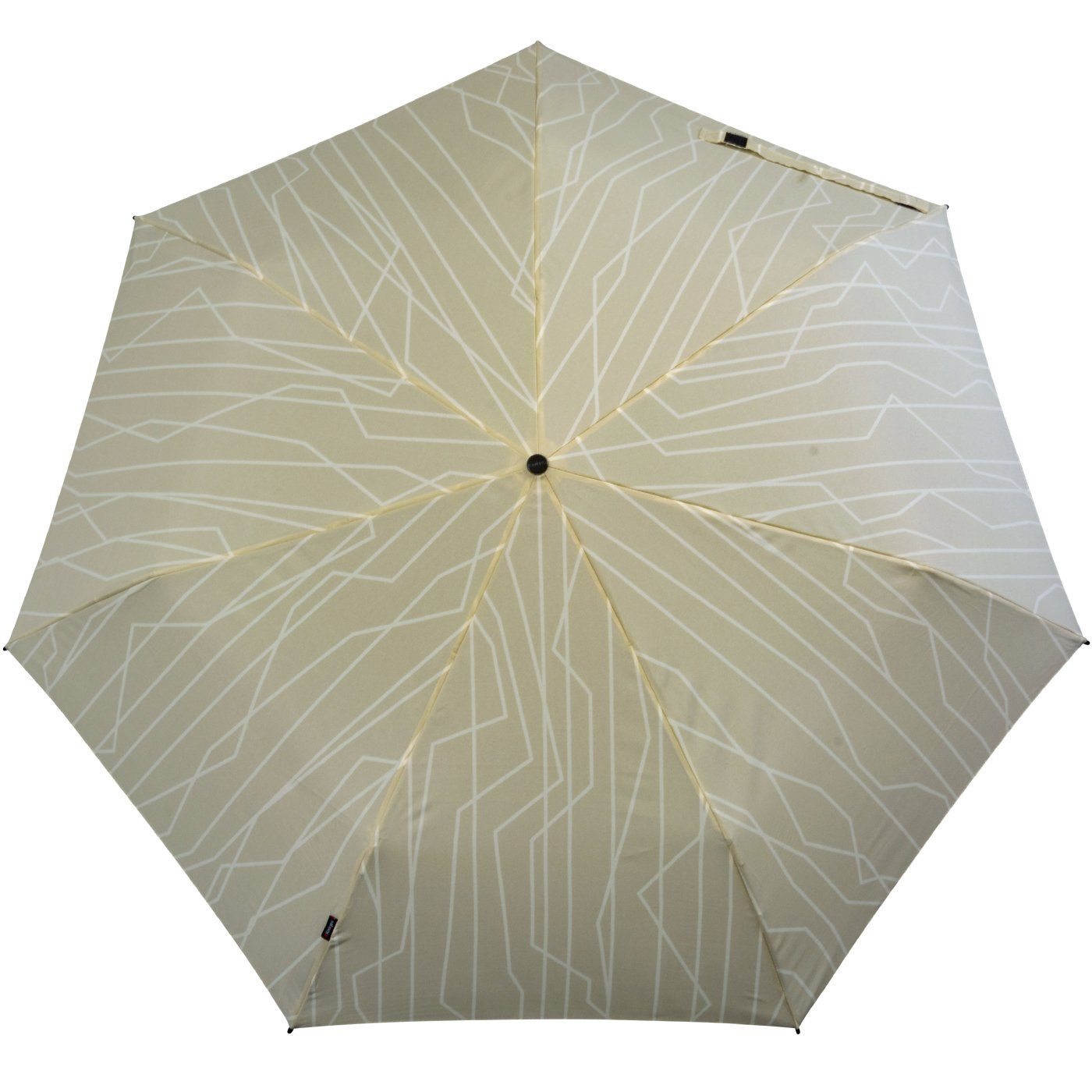 Schirm Linien UV-Schutz - mit beige mit kompakter Auf-Zu-Automatik, Taschenregenschirm leichter, stone River Knirps®