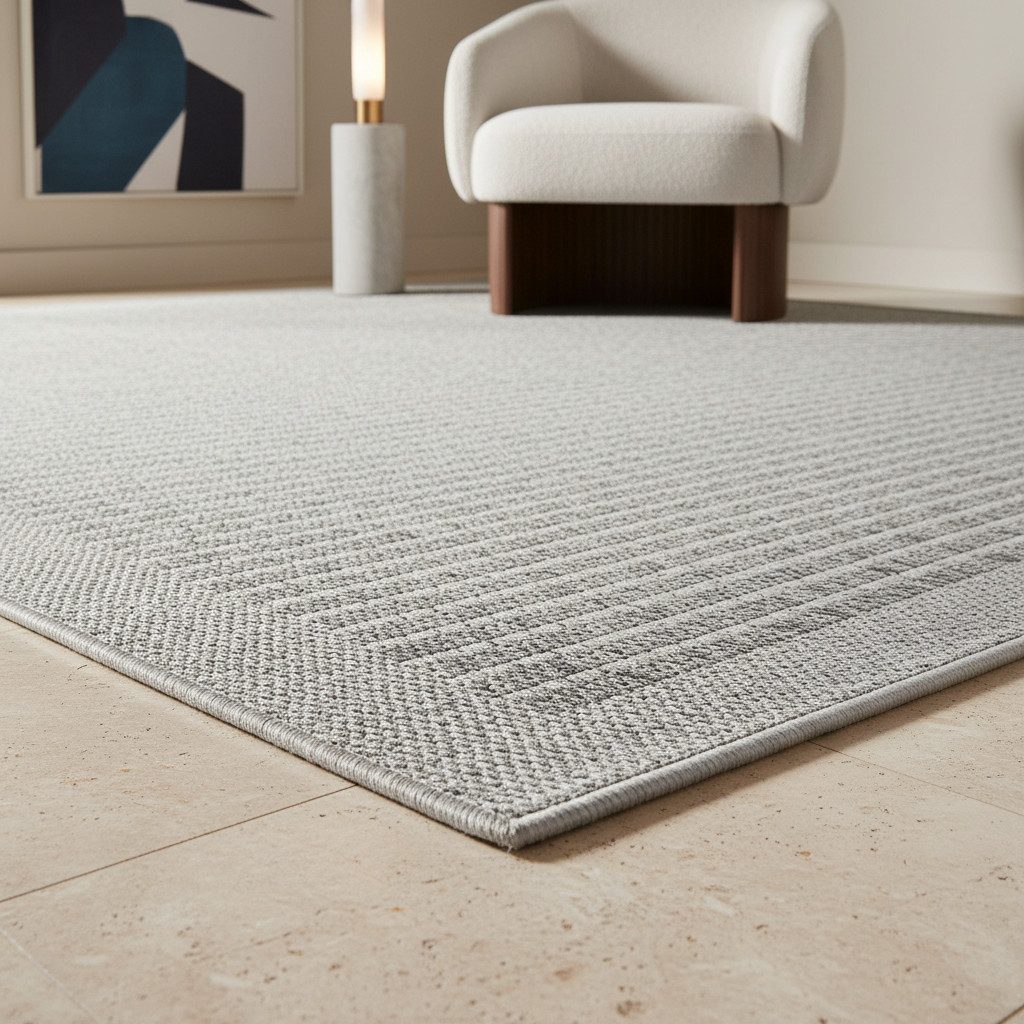 KADIMA DESIGN Outdoorteppich DAFNE Wetterfest UV-Beständig Balkon Waschbar Strapazierfähig Uni, Rechteckig, Höhe: 3 mm, Grau, 60x100 cm, Balkonteppich Fußbodenh – Bild 5 von 5