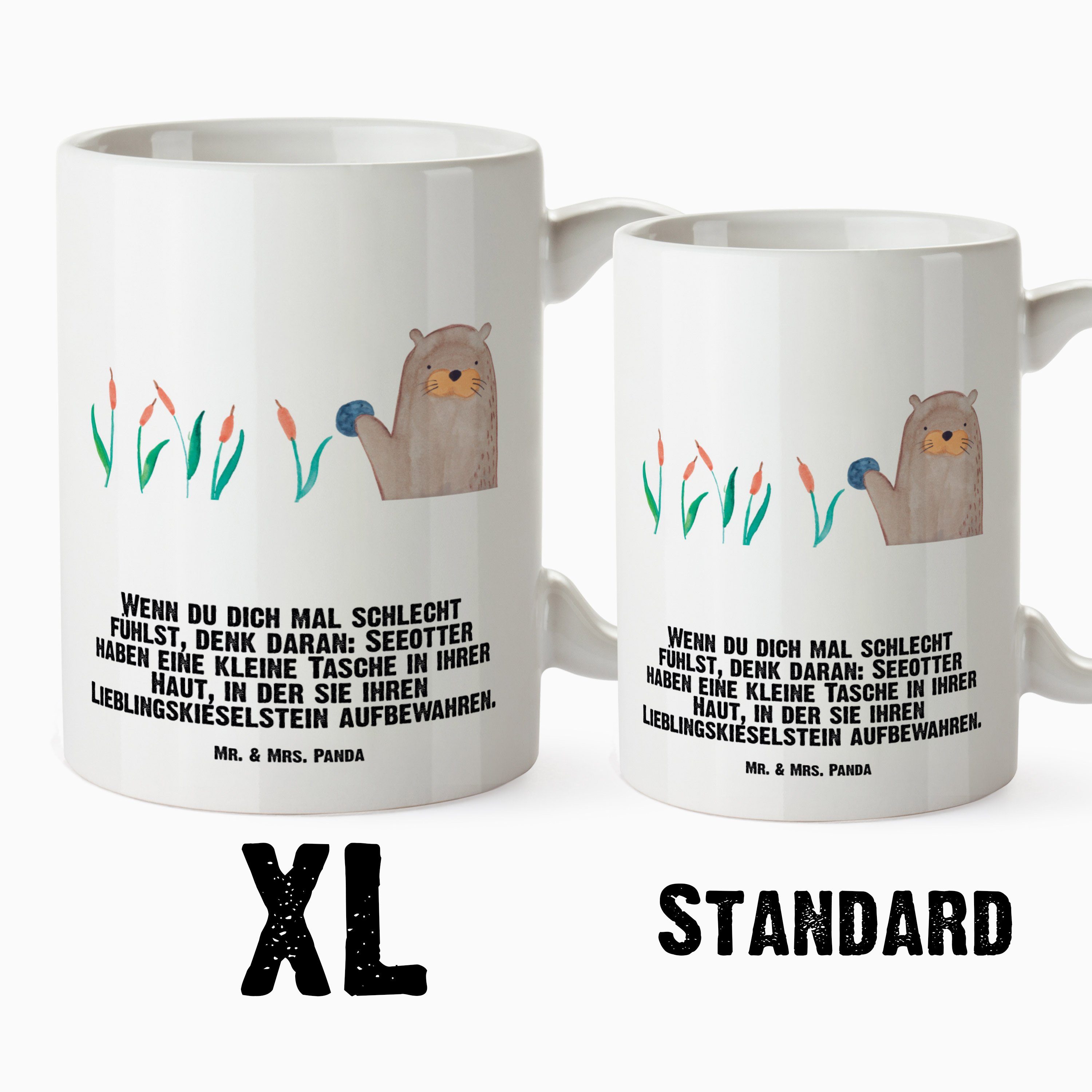XL Seeotter, Mr. XL Tasse Panda mit XL Tasse Otter Becher, Stein Mrs. Geschenk, & - Teetasse, Weiß Keramik -