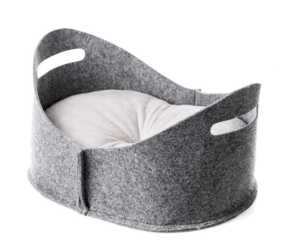 Ollesch Tierbett Ollesch Filzbett Katze oval grau-weiß 44x33x25 cm