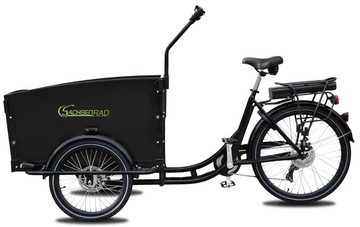 SachsenRAD E-Bike E-Lastenrad T1 Grand Trunk mit Alarmanlage, 7 Gang Shimano, Kettenschaltung, Heckmotor, 460 Wh Batterie, abschließbare Box, optionales Verdeck, StVZO-zugelassene LED-Leuchten
