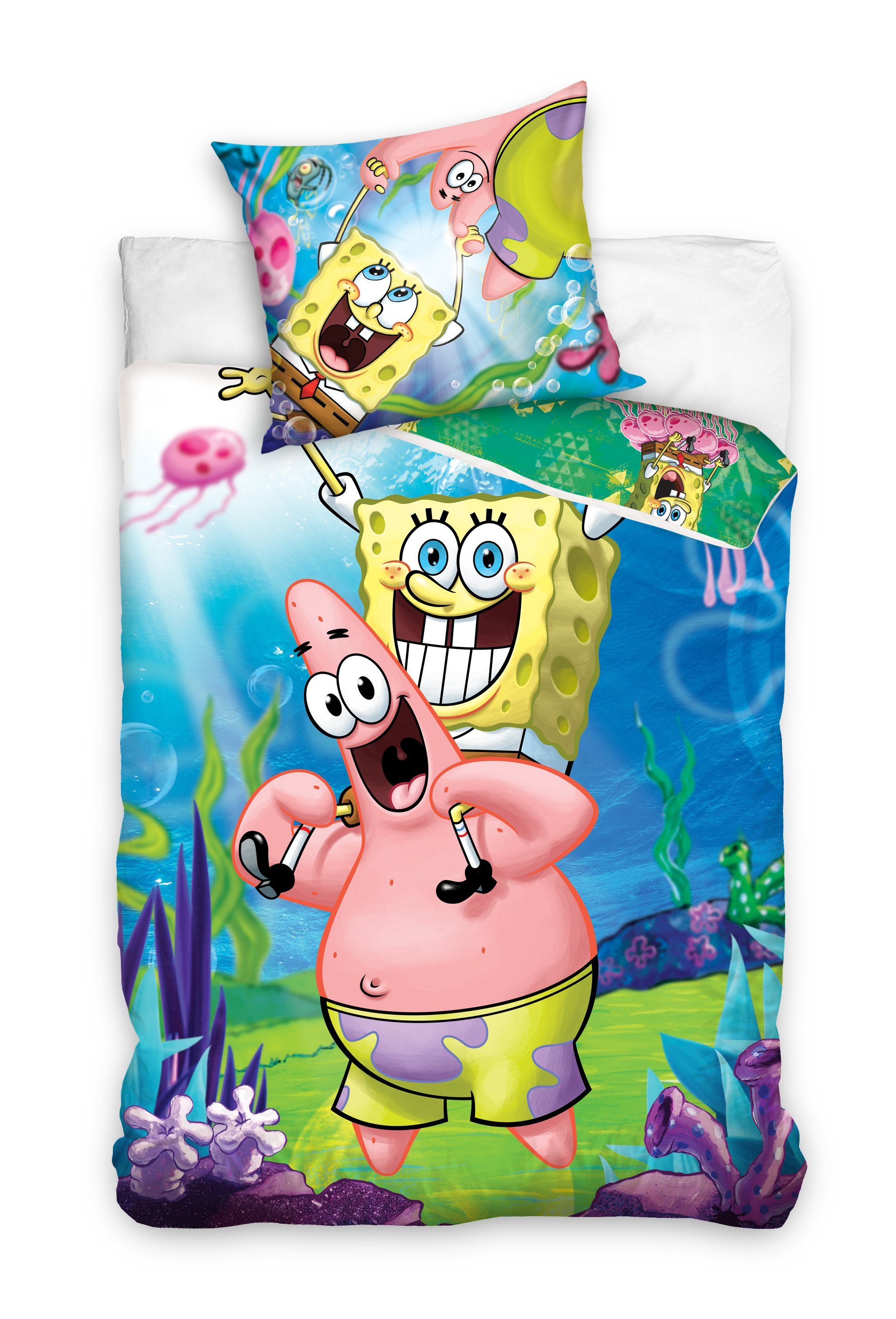 Bettwäsche SpongeBob Schwammkopf Kinderbettwäsche Sponge Bob 140 x 200 cm,  Sponge Bob