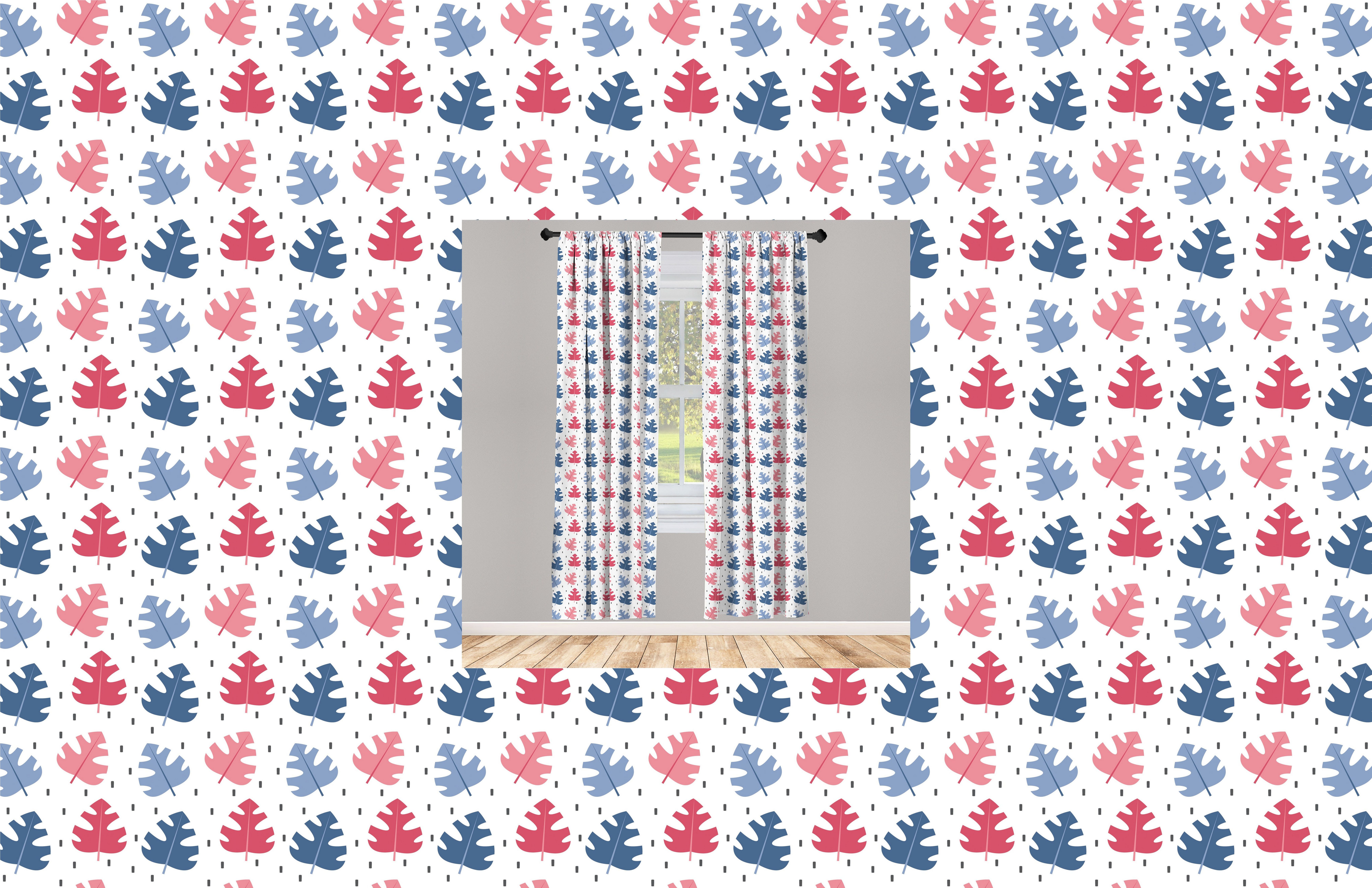 Dekor, Schlafzimmer Herbstlaub Motive Microfaser, Gardine Vorhang Blätter Abakuhaus, für Wohnzimmer Grafik
