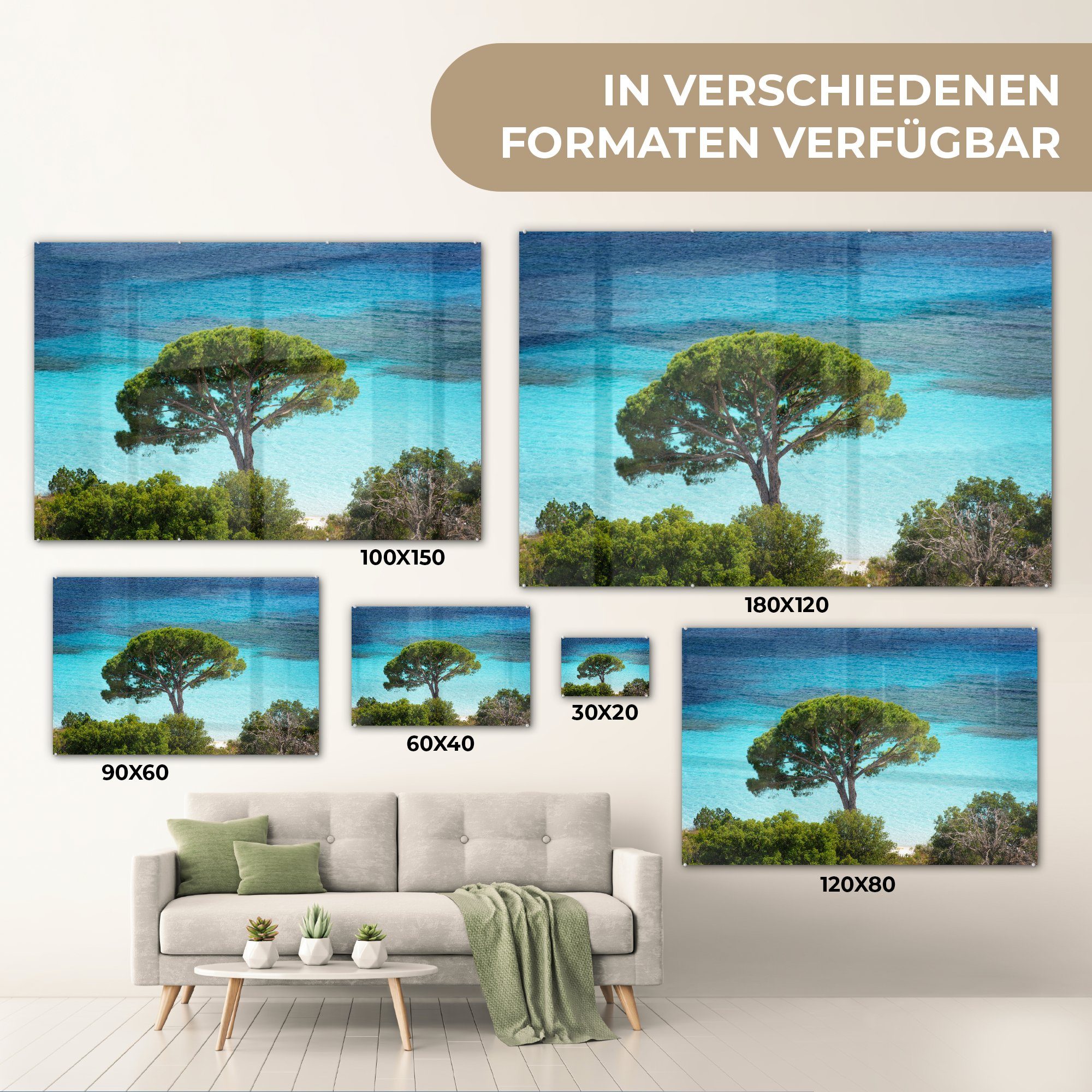 & auf Keltischer Acrylglasbilder St), Schlafzimmer Acrylglasbild MuchoWow (1 Strand Korsika, Wohnzimmer