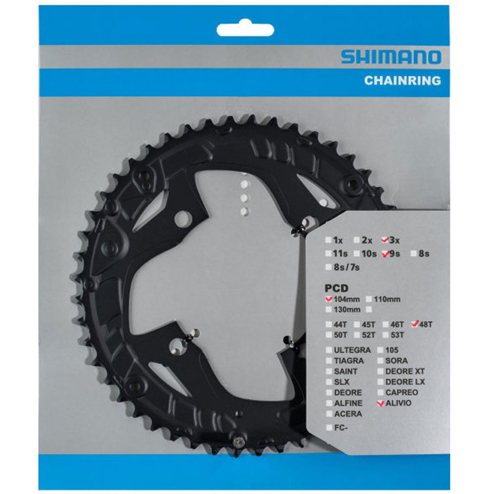 Fahrradkette SHIMANO Kettenblätter ALIVIO FC-T4010 48 Zähne 104mm schwarz Fahrrad