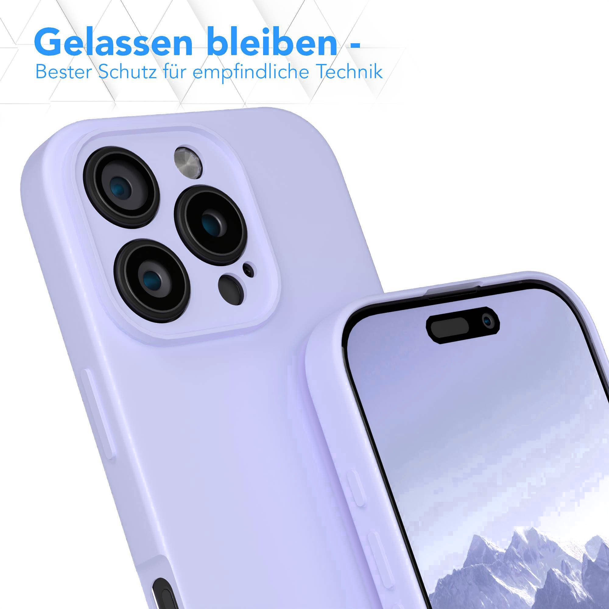 EAZY CASE Handyhülle für Apple iPhone 16 Pro Hülle Silikon 6,3 Zoll, Silikonhülle stoßfest Smart Slimcover Case Dünn Blau Lila – Bild 4 von 5