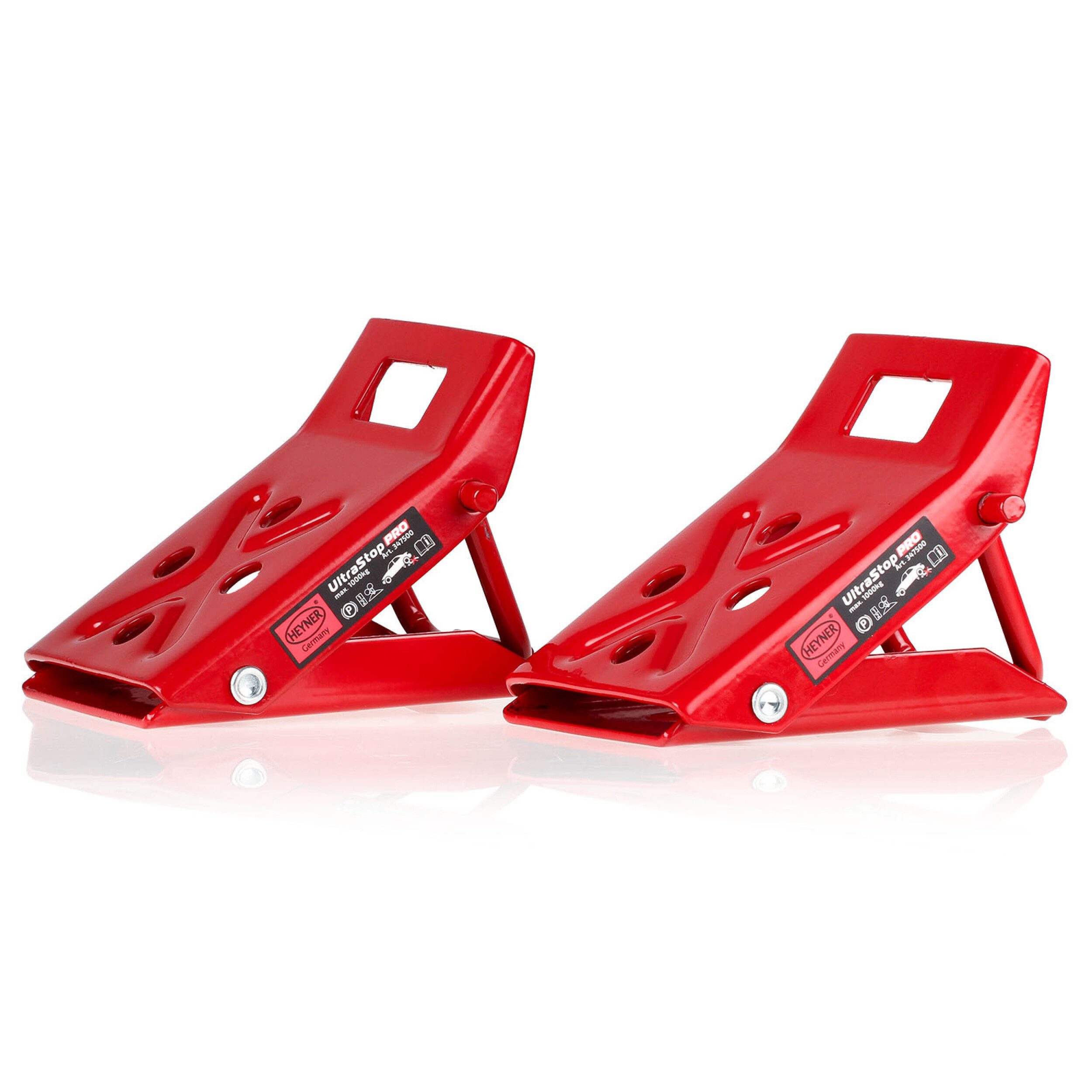 HEYNER Sicherheitskeil Unterlegkeile Auffahrkeile Metallkeil faltbare 1000kg Achslast je Keil, (Set, 2-St)