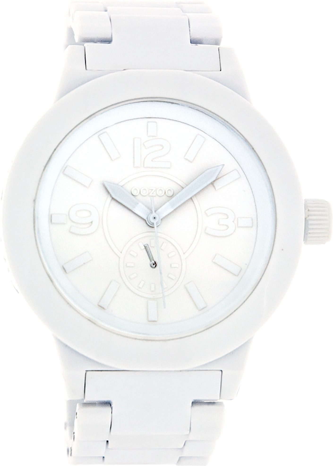 OOZOO Quarzuhr Oozoo Unisex Armbanduhr Vintage Series, (Analoguhr), Damen, Herrenuhr rund, groß (ca. 45mm) Metallarmband weiß