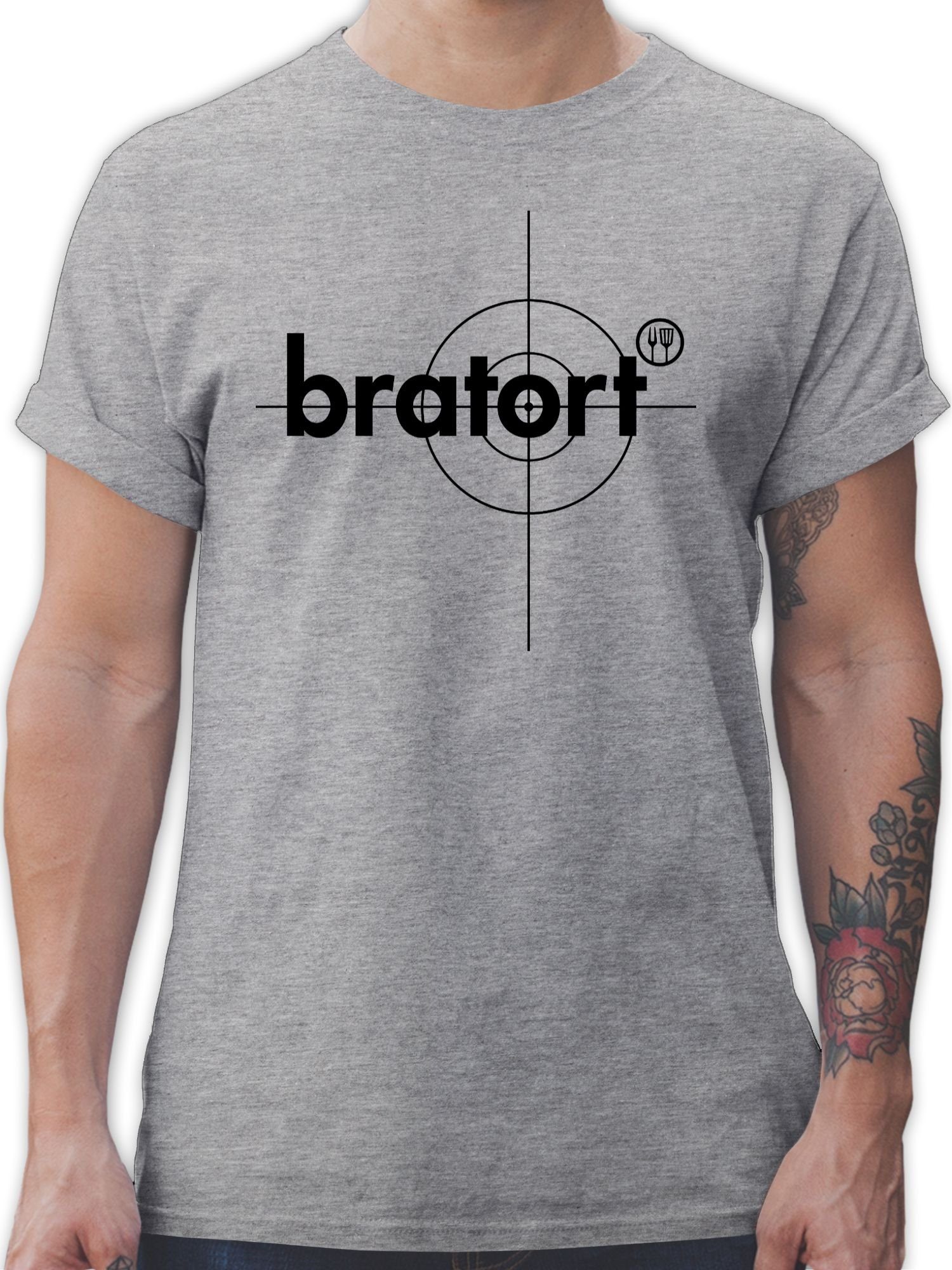 Shirtracer T-Shirt Bratort Grillzubehör & Grillen Geschenk 2 Grau meliert