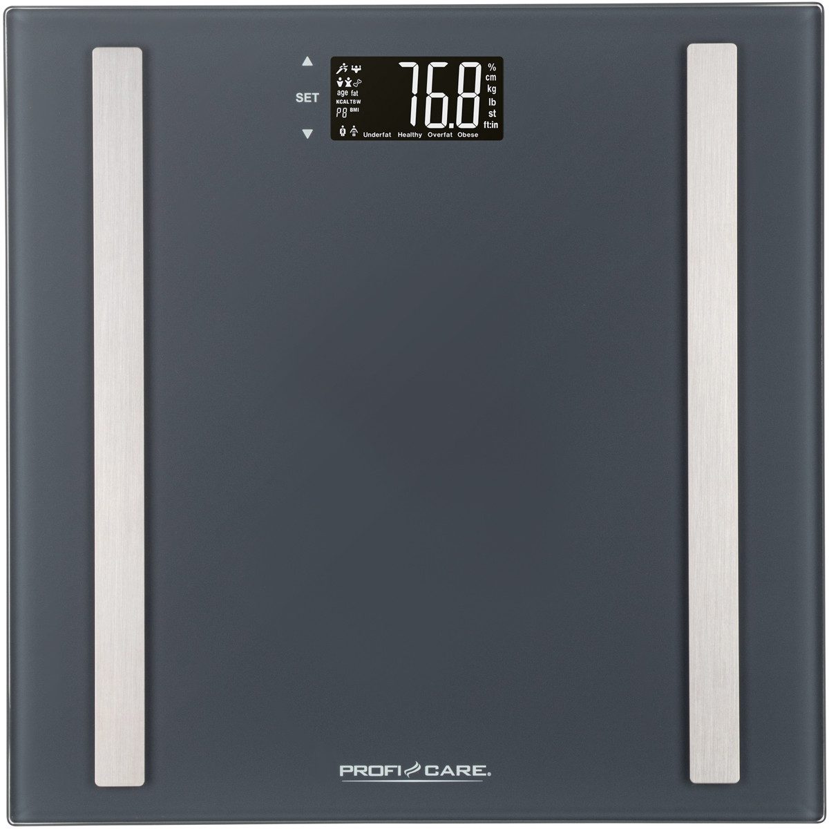 ProfiCare Personenwaage PC-PW 3149 FA, Personenwaage, 9in1 Funktion, Sicherheitsglas