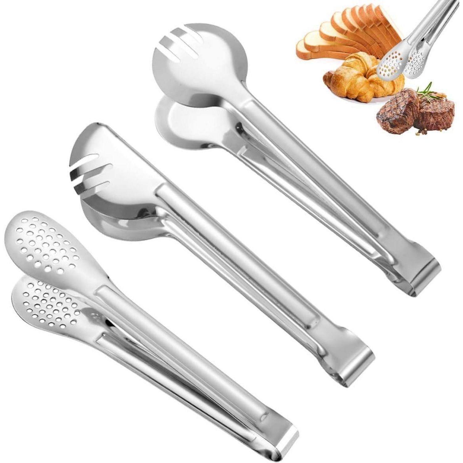 LuxusKollektion Servierzange Küchenzange 3er-Set Edelstahl multifunktional 24 cm