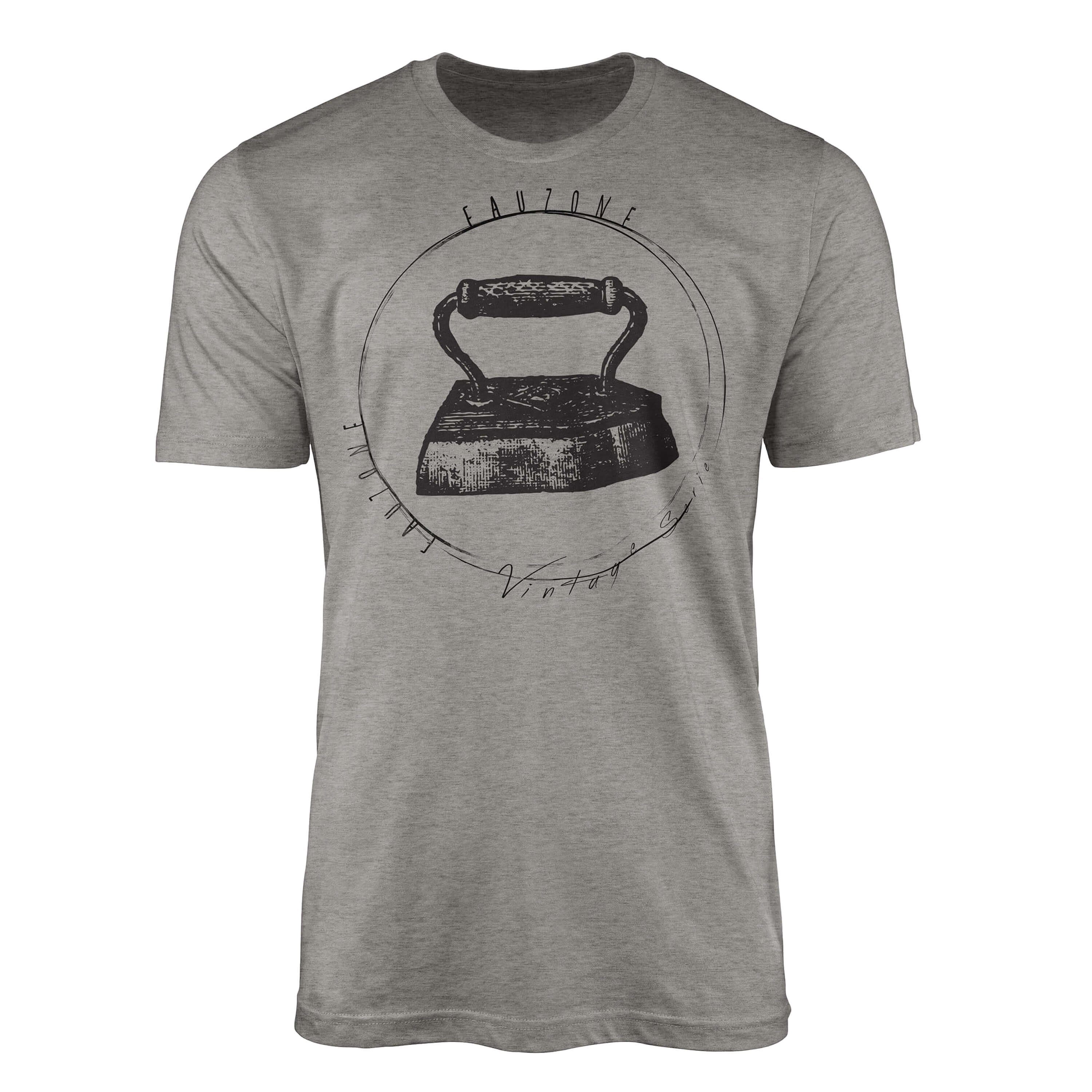 T-Shirt T-Shirt Bügeleisen Art Herren Vintage Sinus Ash